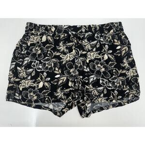Old Navy Womens Shorts Size Large Black Floral Elastic Waist